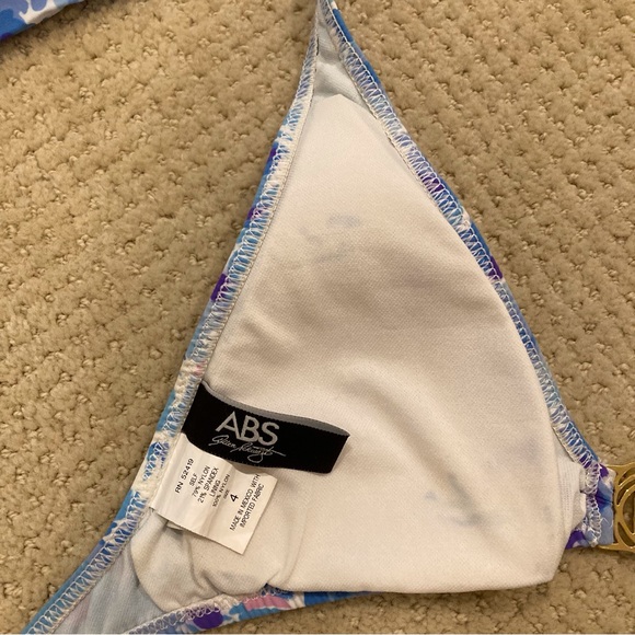 ABS Allen Schwartz Blue Roses Bikini Set 4 6 Metal Embellishments - Picture 4 of 5